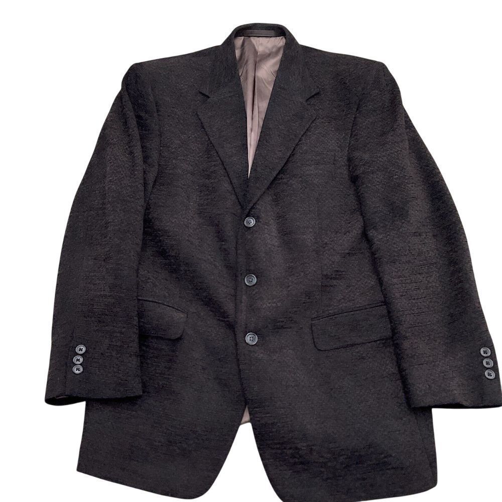 Tallia Uomo Blazer Men 40R Brown Blue Chenille Sabbia Wool Acrylic‎ Textured VTG